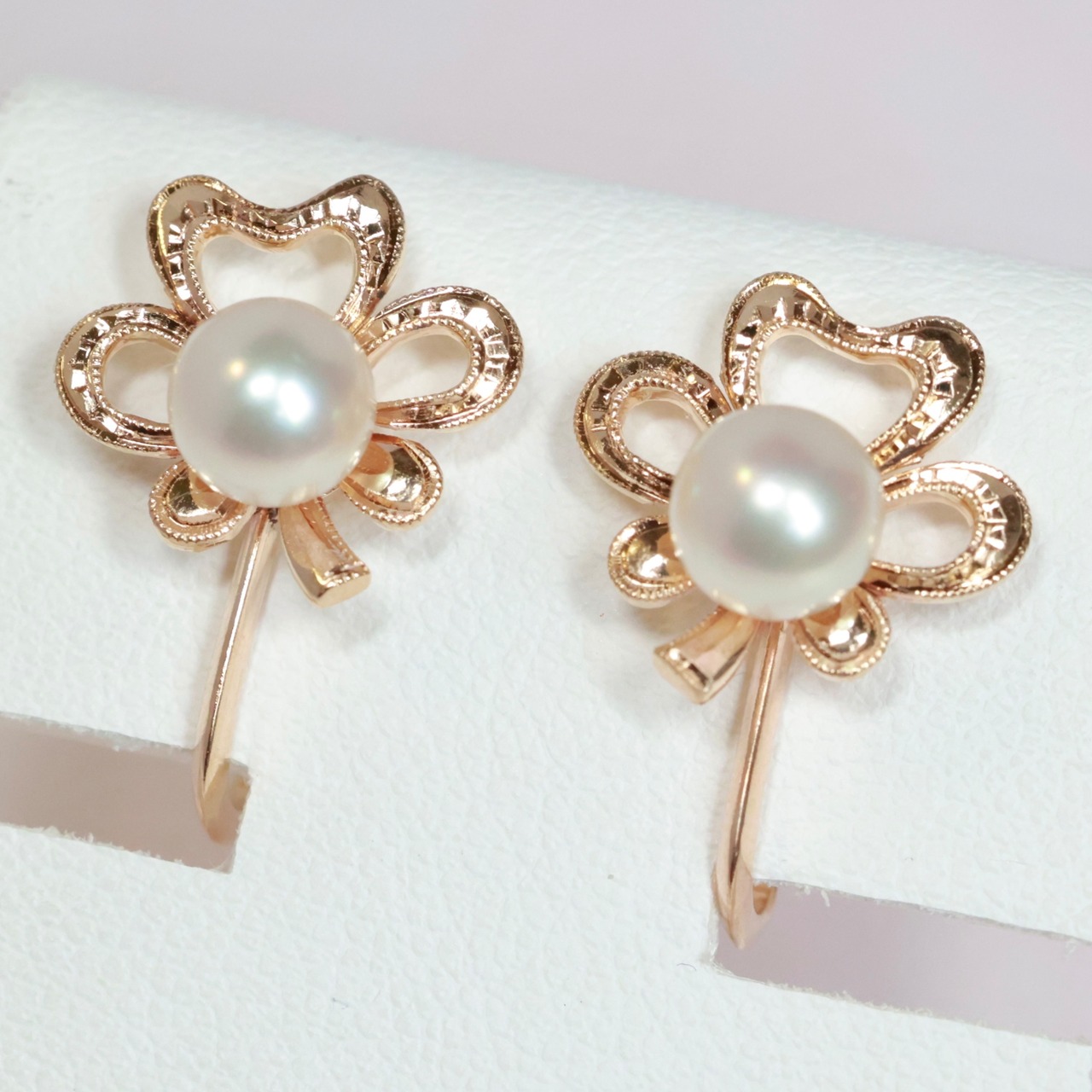 1556 ミキモトパールイヤリングK14YGイエローゴールド 