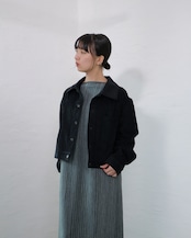 kujaku - J-106 Cropped Corduroy Jacket :Black|広畝コーデュロイ/コットンリネン/硫化染め/クロップド