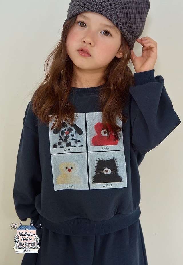 【取寄】mollybin｜fur ball mtm｜ファーボールスウェット｜XS-JS｜kids&jr｜26 autumn