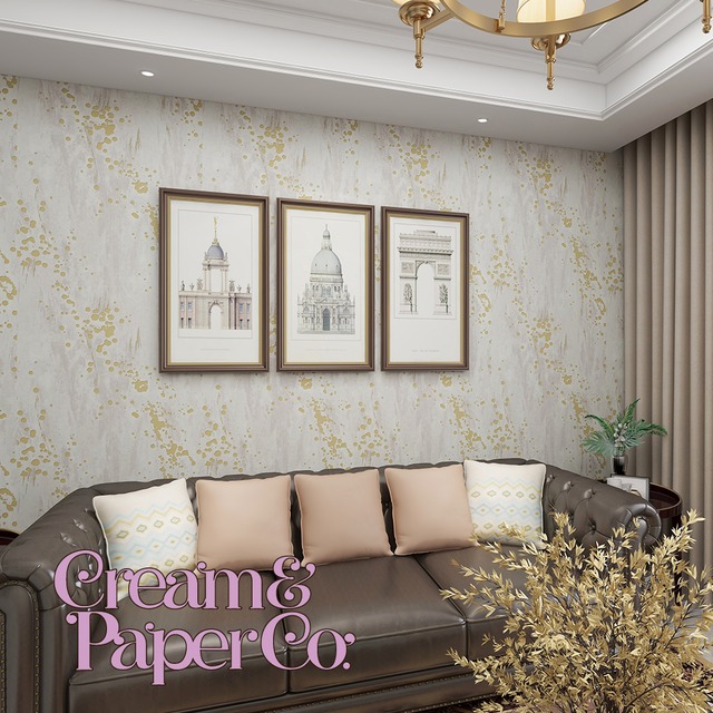 ペーパーホワイト×イエローゴールドTexture wall 3L10091LV for DIY 53㎝×10m リピート64㎝　