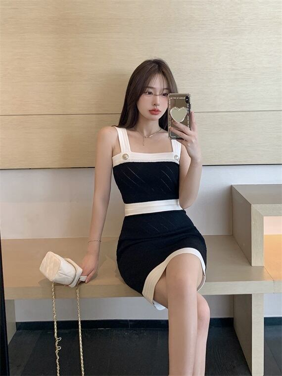 ニットドレス ショートスカート サマーブラック 夏物 ブラックストロベリース26096278315