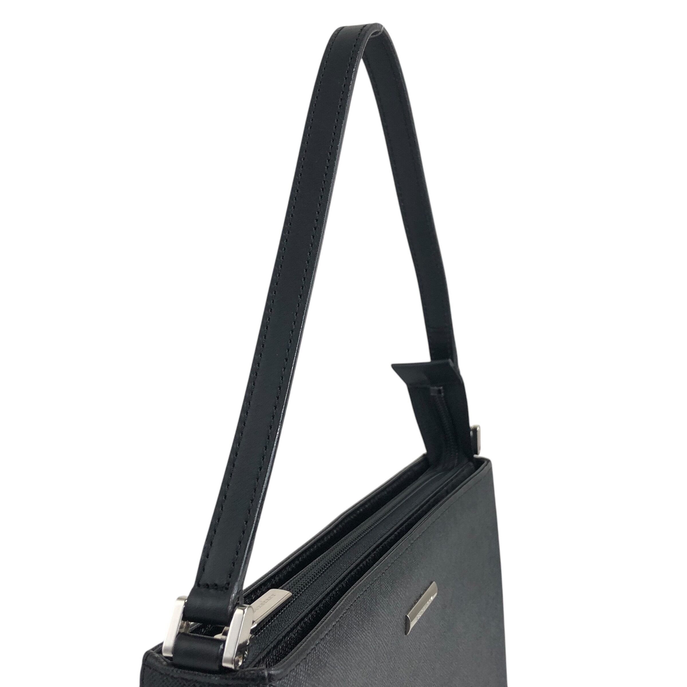 BURBERRY バーバリー ハンドバッグ ブラック ロゴ レザー ワン