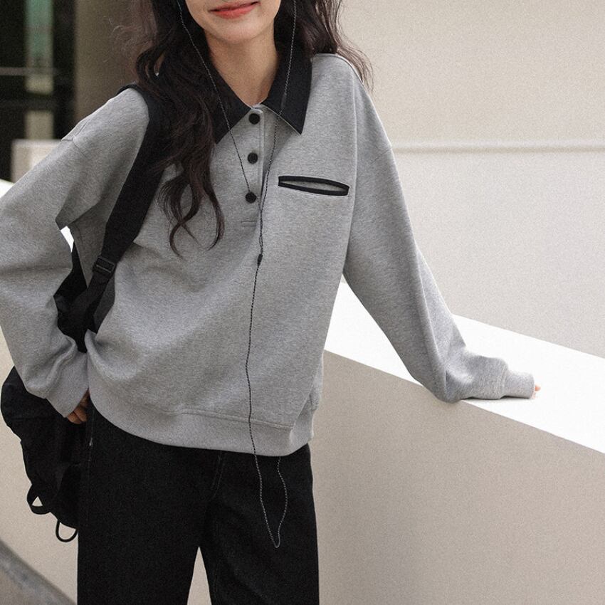 polo-collar sweatshirt　J00418