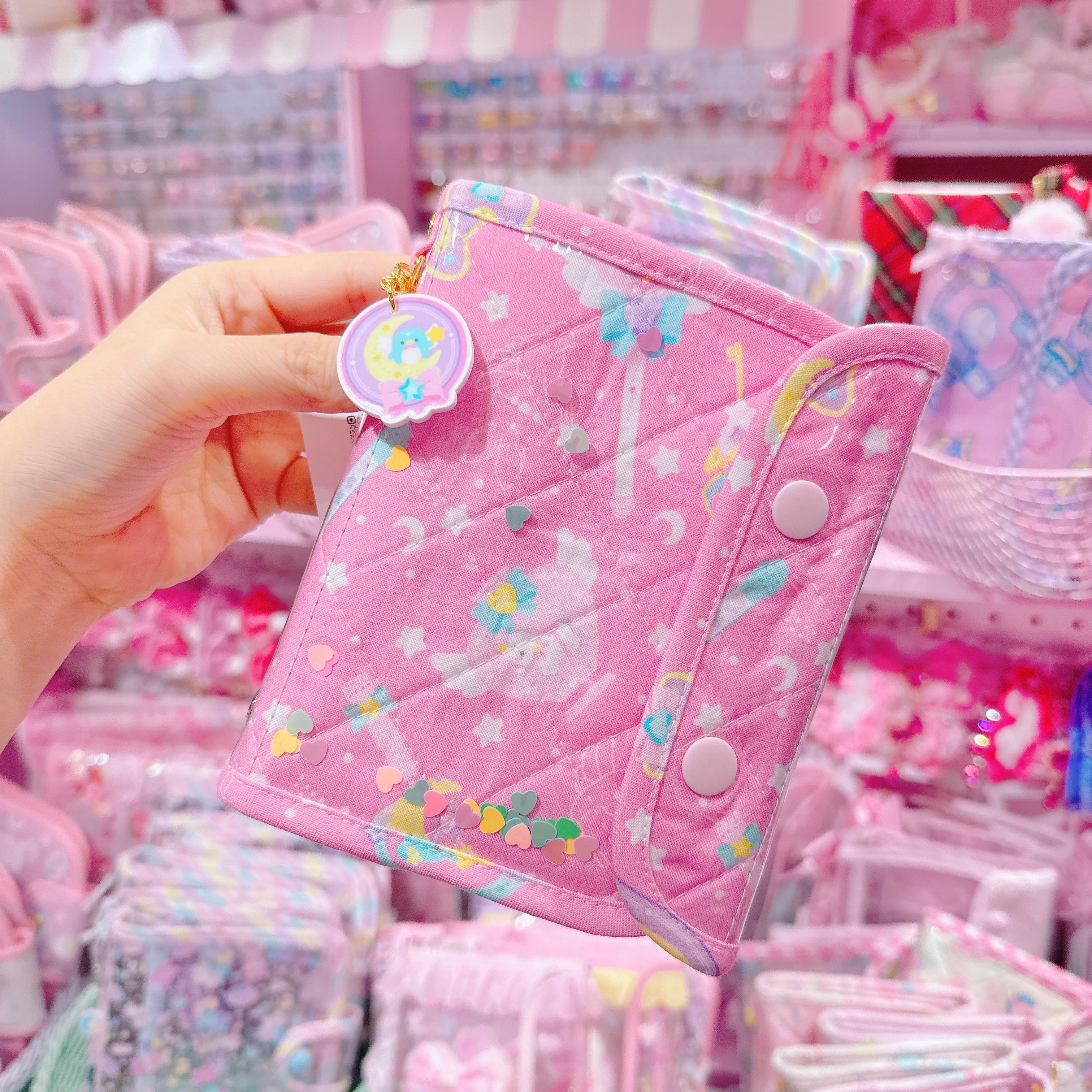 【N4】46-3チャーム付きシール帳（ミニ６穴サイズ台紙１０枚付）