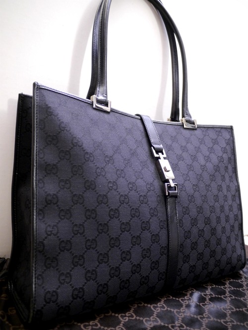 美品◆GUCCI グッチ ジャッキーライン GG柄 A4対応ビジネス可 キャンバスxレザー切替 トート バッグ◆ A4書類も入れやすい絶妙なサイズ感♪