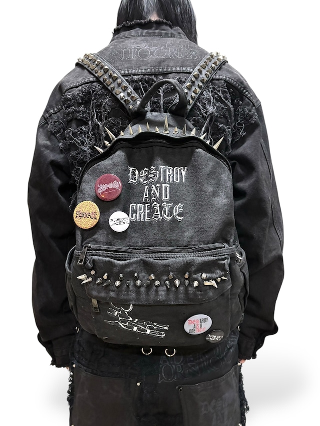【DES'N'ATE】PRINT STUDS CHAIN BACK PACK