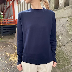 JHON SMEDLEY (ジョンスメドレー )バックロング長袖クルーニット navy