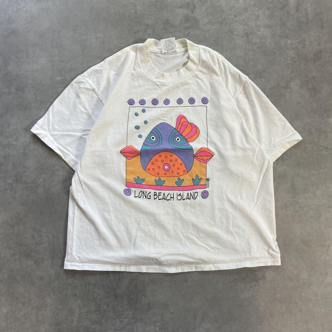 90s USA製 LONG BEACH アート 絵 vintage Tシャツ
