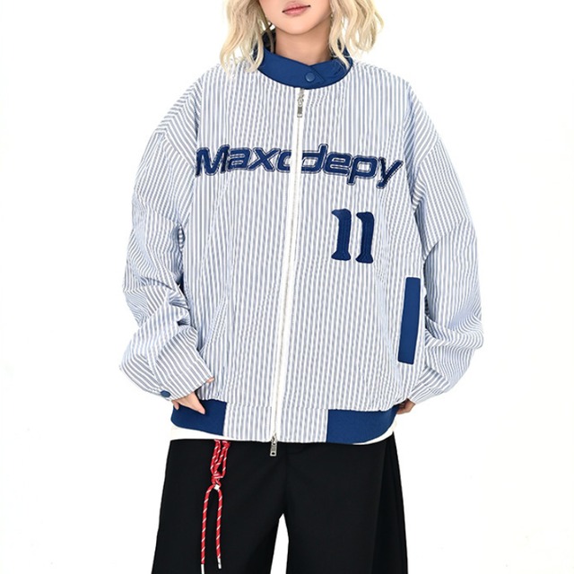 striped color baseball jacket　ストライプカラーベースボールジャケット　J1326