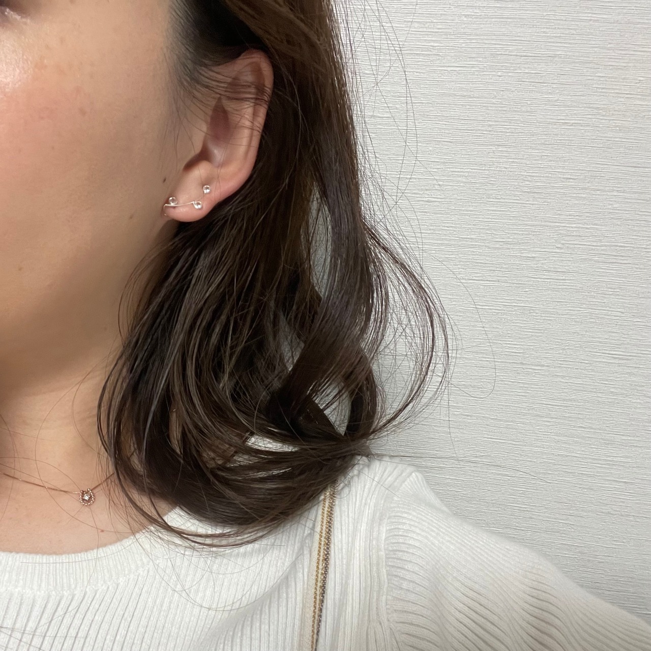 s925 くすみストーンのシルバーイヤーカフ