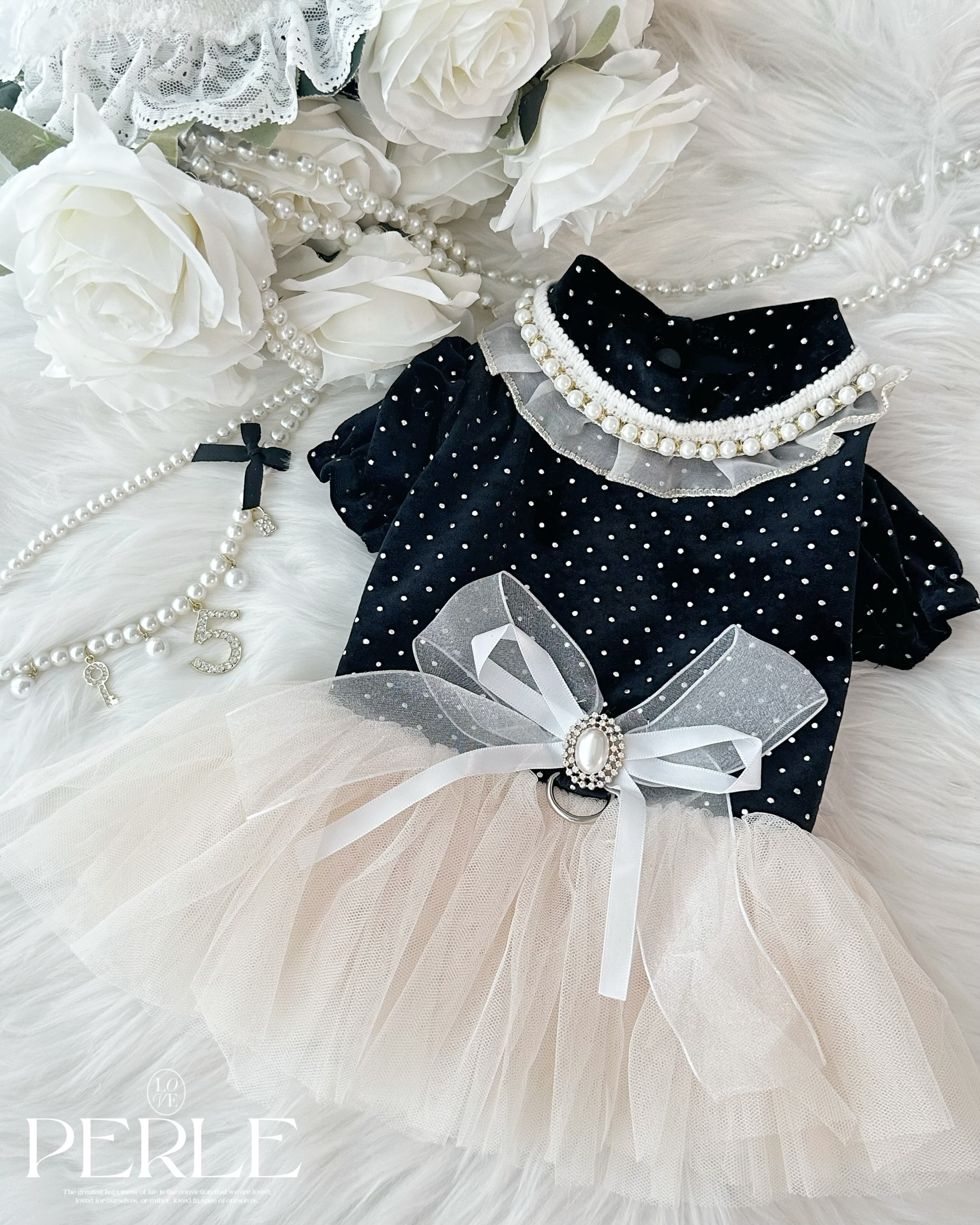 Dot ribbon pet dress