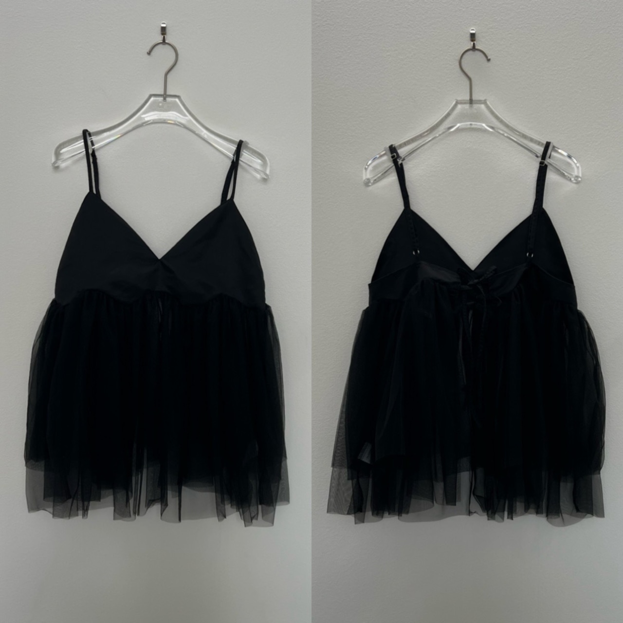 ランダムチュール異素材bustier/ブラック