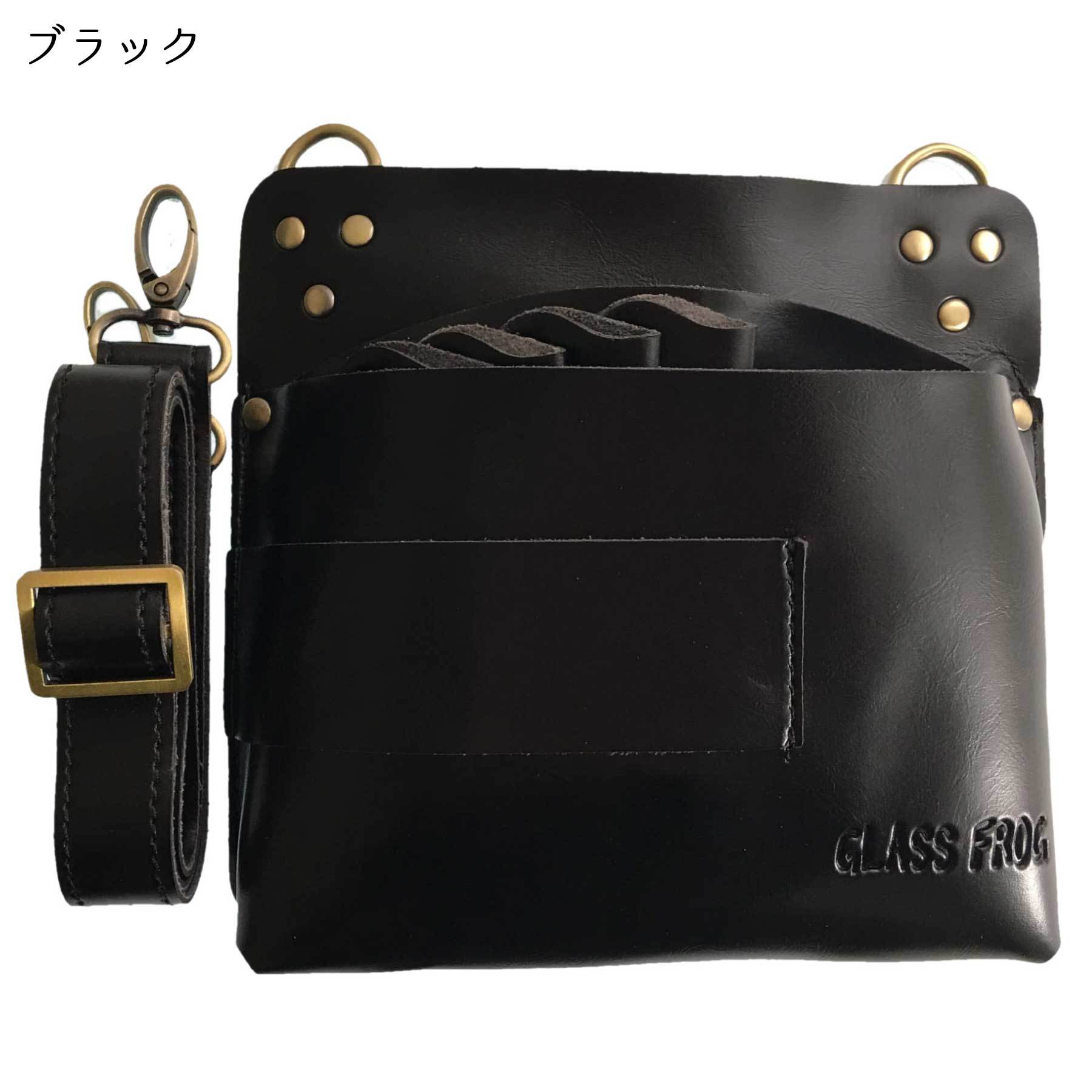 シザーケース ブラック ハサミ7丁 スクエア型 PUレザー 美容師