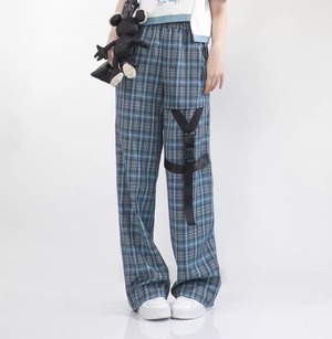 【予約】Plaid side buckle casual pants