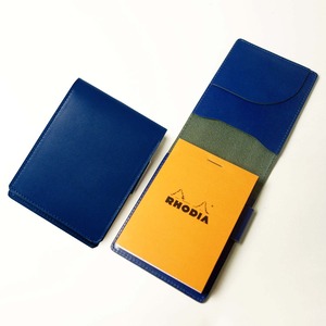 【人気】ロディア カバー No.11 サイズ 本革 メモ帳一冊付き （コバルトブルー）