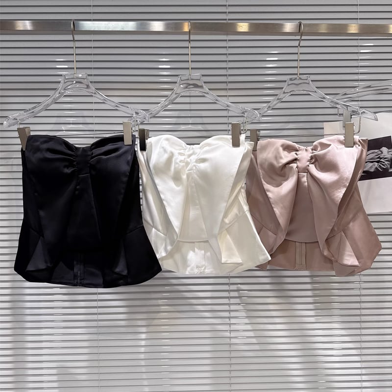 【tops】ビッグリボンチューブトップス Q8007