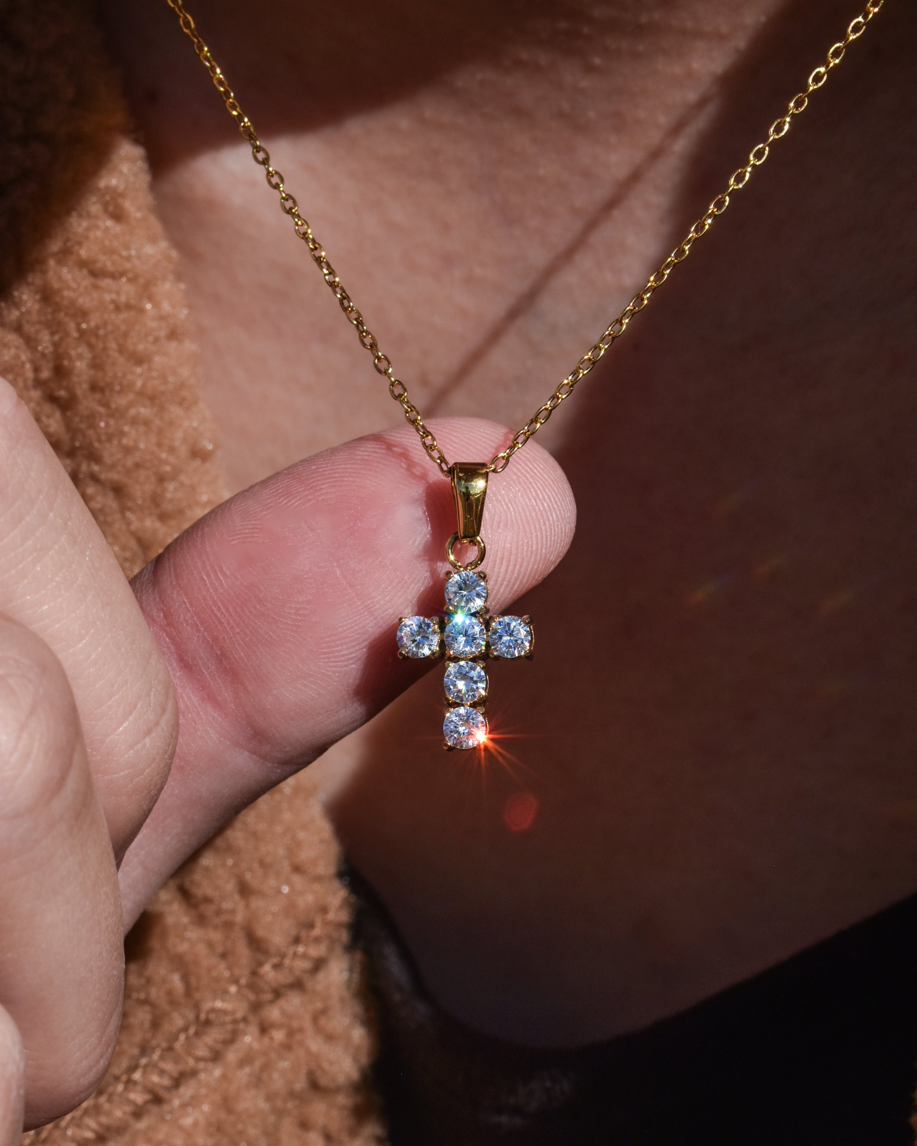 luxury tennis cross necklace stainless steel ・N45 | AKUA