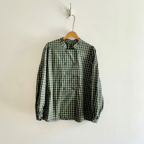C-52874　Cotton Poplin Check Gathered Shirts