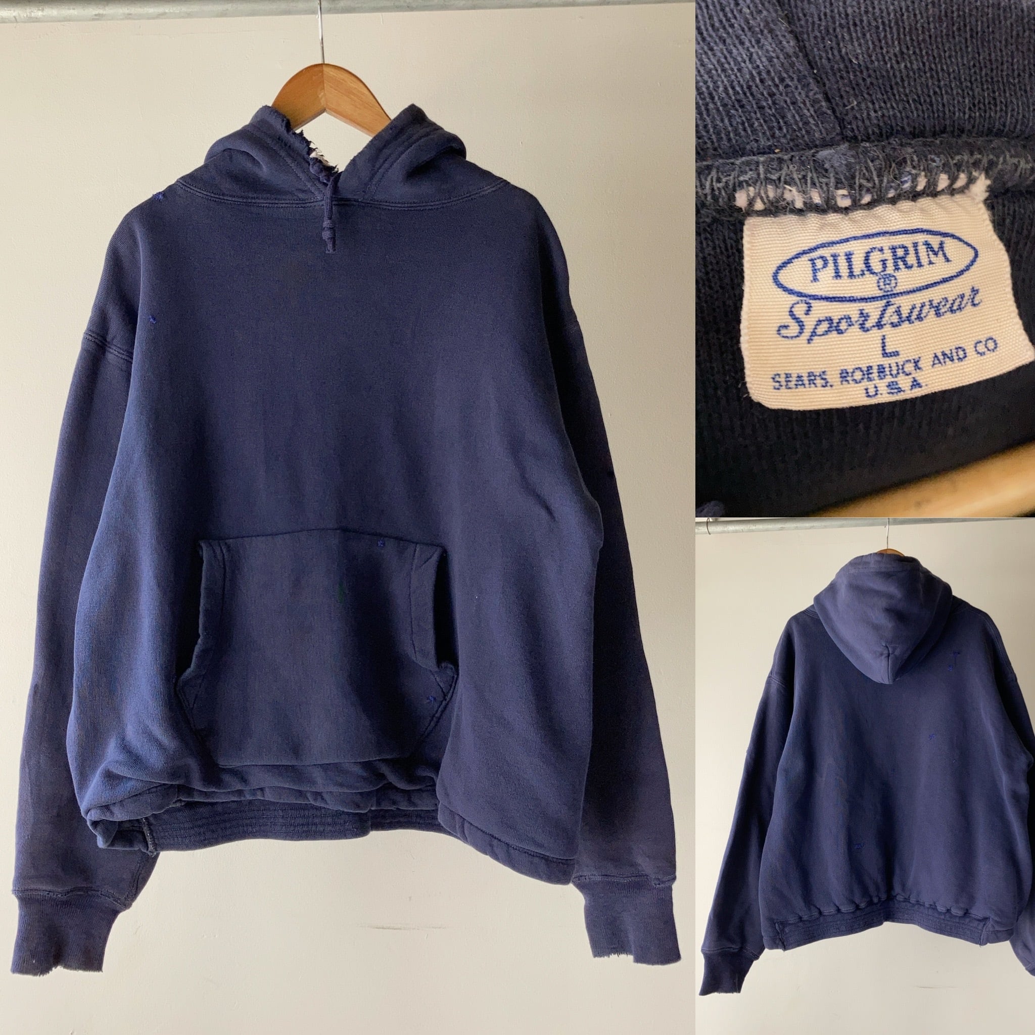 50's~ PILGRIM ダブルフェイス パーカー ネイビー SIZE L【TA040906