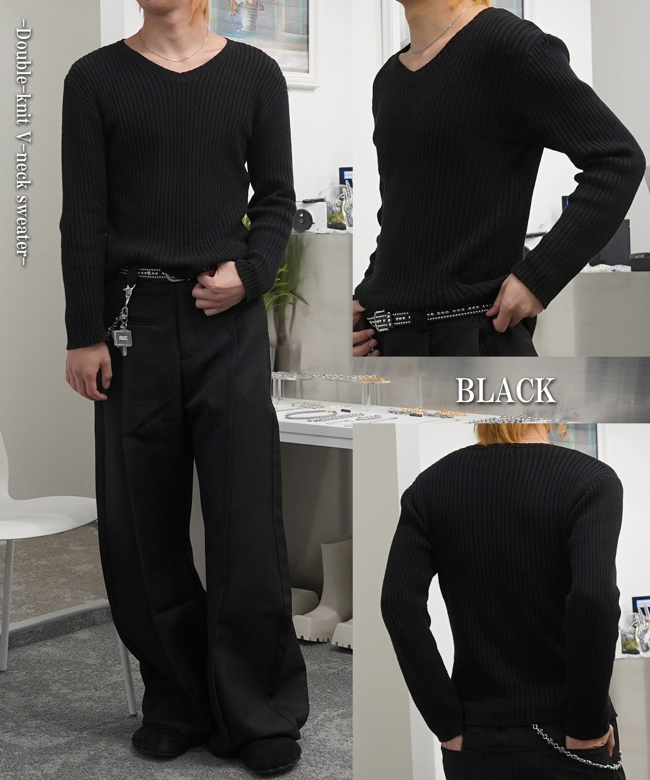 ◆二重臼 Vネックニット◆gl-000858