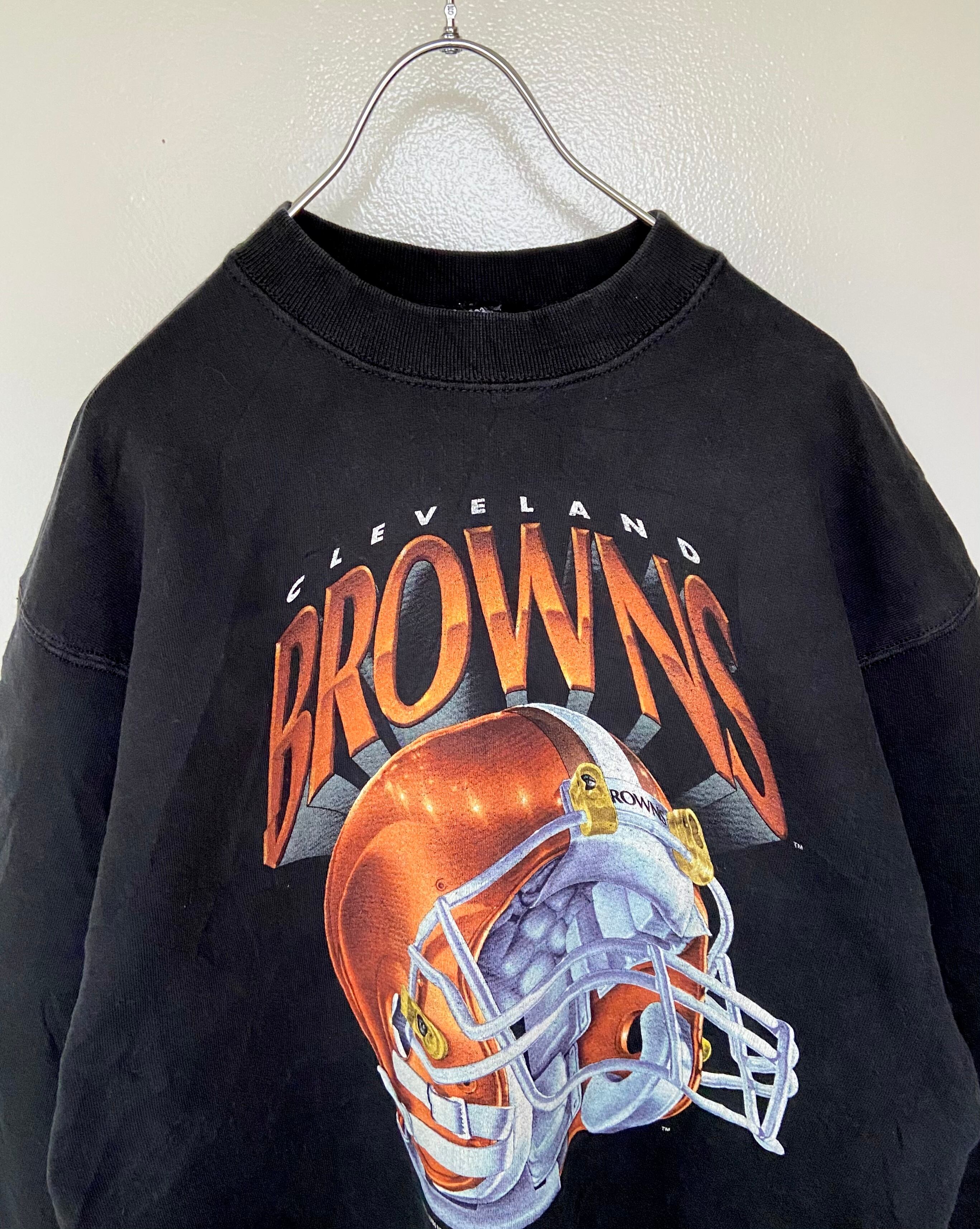 USA古着 NFL クリーブランド・ブラウンズ 肉厚スウェット 黒（ブラック）