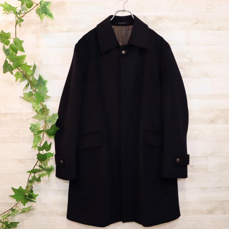 SUNNY JOKER ロングステンカラーコート 黒 M カシミヤ混 銀 SUNNY JOKER ロングステンカラーコート 黒 M カシミヤ混 銀