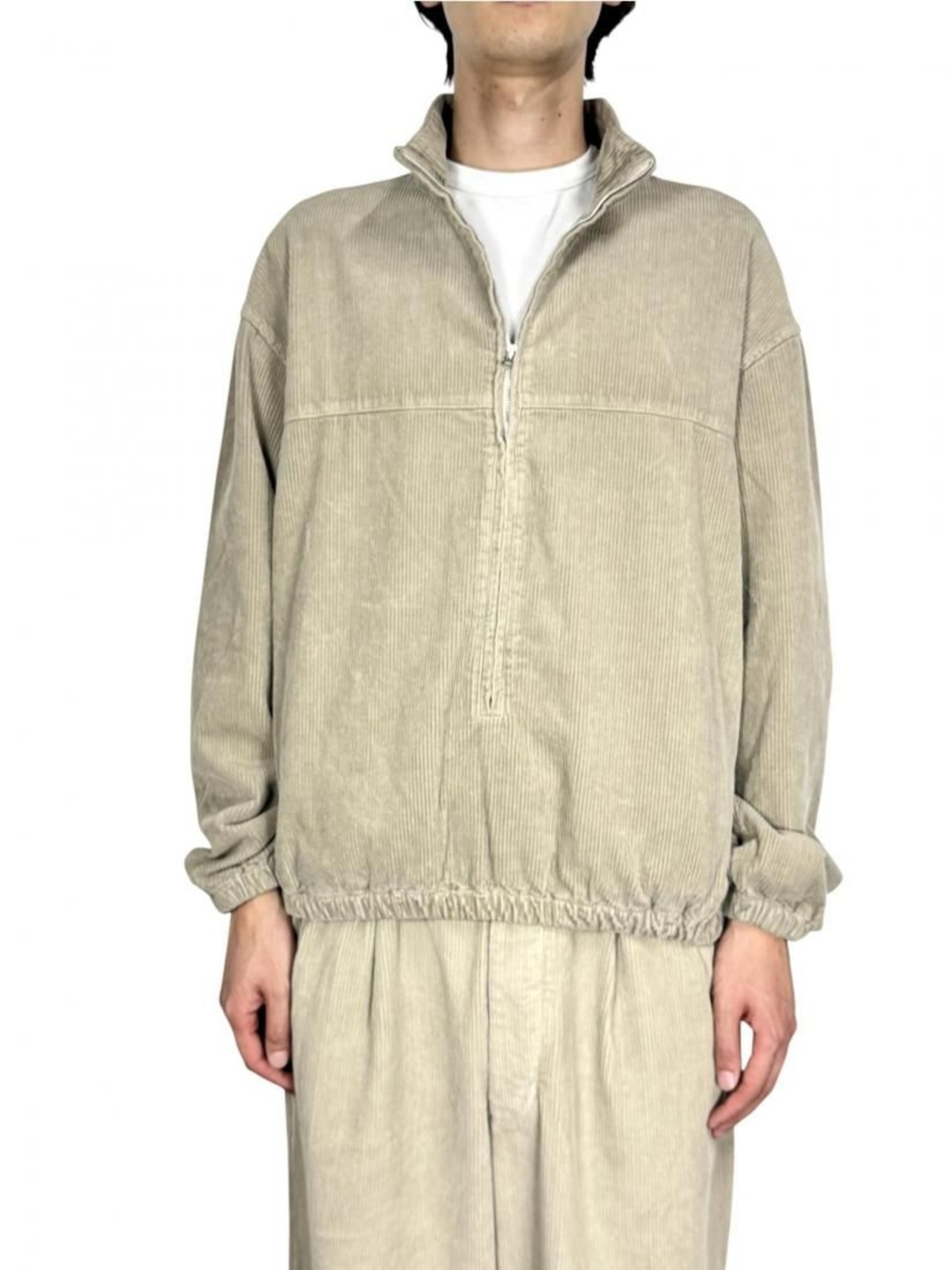 【concause】hi neck corduroy shirt