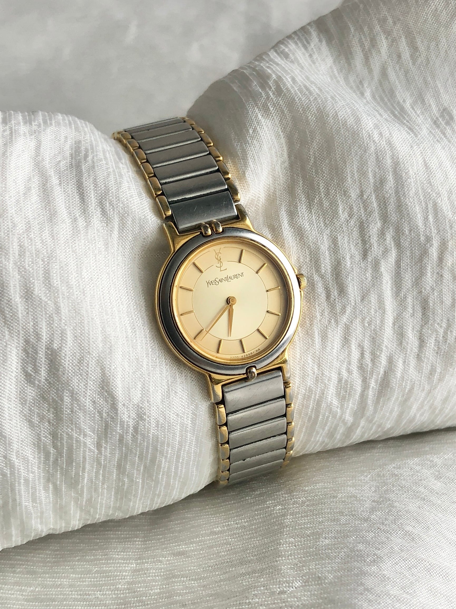 Yves Saint Laurent イヴ・サンローラン 腕時計 ゴールド×シルバー YSL ステンレススチール vintage ヴィンテージ オールド rurspi
