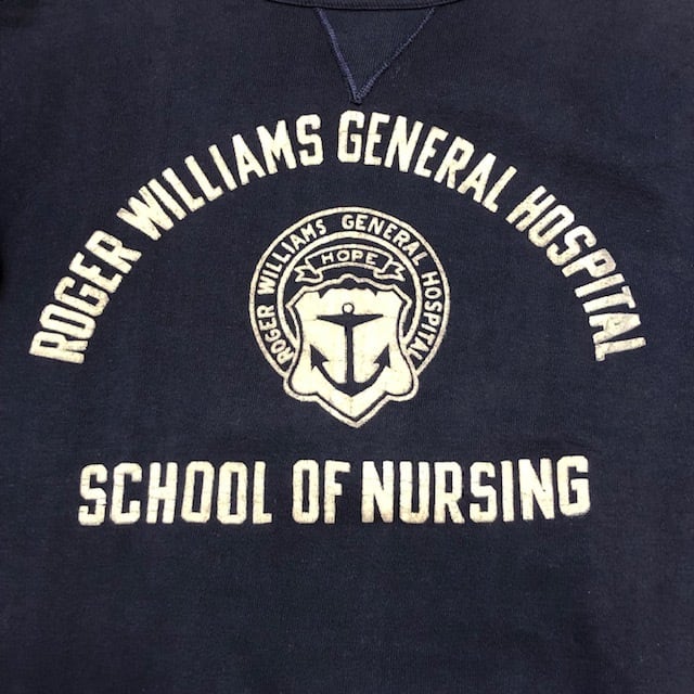 50's 前V 貼り付け スウェット 「roger williams general hospital SCHOOL OF NURSING」  vintage ビンテージ 50年代 819KEI