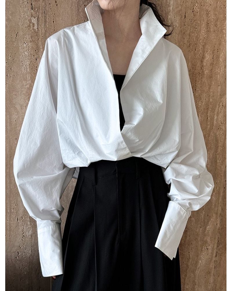 天日干し風ビンテージタイプライター ヘンリーネックシャツ/NARU