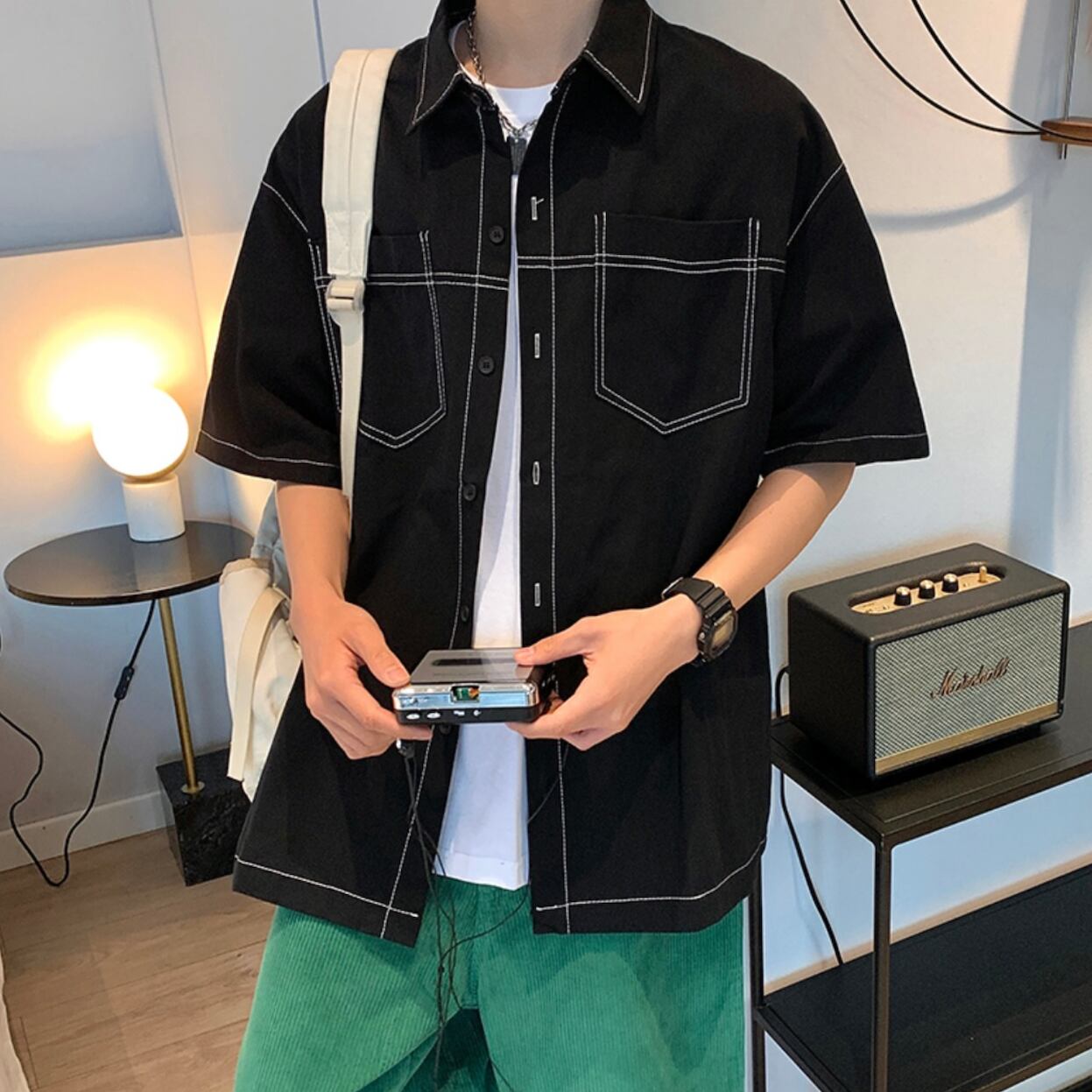 デザインステッチシャツ 韓国ファッション通販 Nosweat