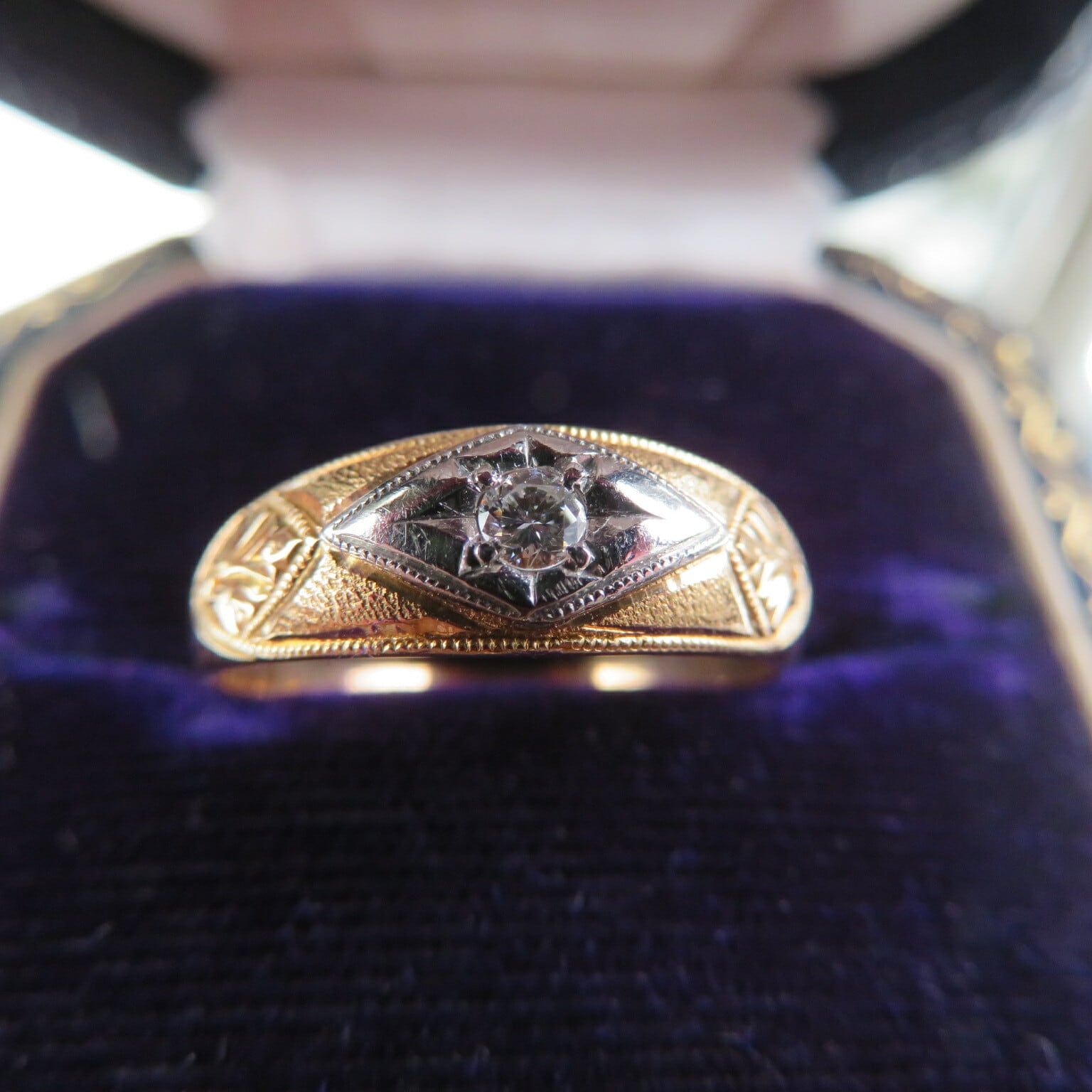 ヴィンテージ K18プラチナコンビ　ダイヤモンドリング