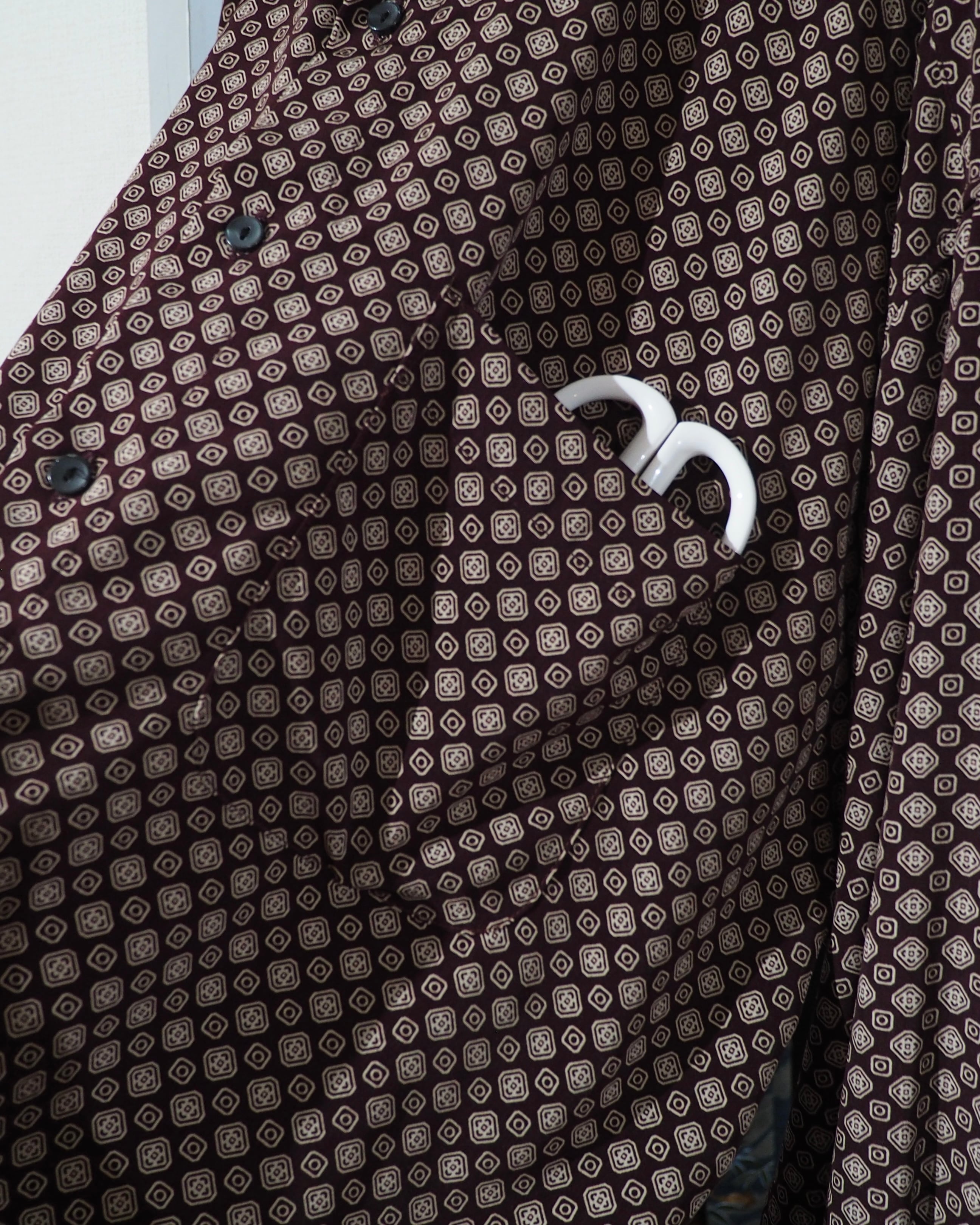 1990s Geometric Dot pattern vintage Drape loose Stand collar Shirt