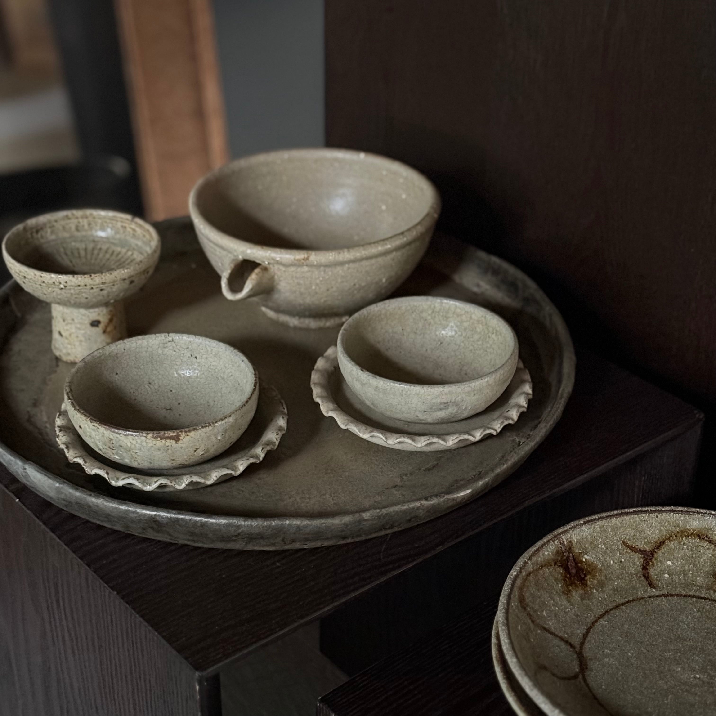 叶谷真一郎 4寸ひだ皿 灰粉引 | gallery 一白
