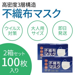 【当日発送】使い捨て不織布マスク 合計100枚（50枚 2箱） 在庫あり