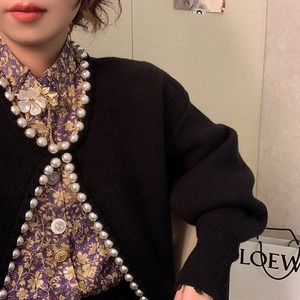 Wool blend pearl cardigan＊S-411