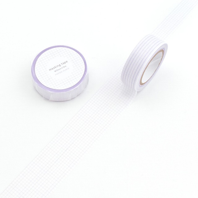 パピアプラッツ　方眼・パープル　15mmマスキングテープVol.1　PA09