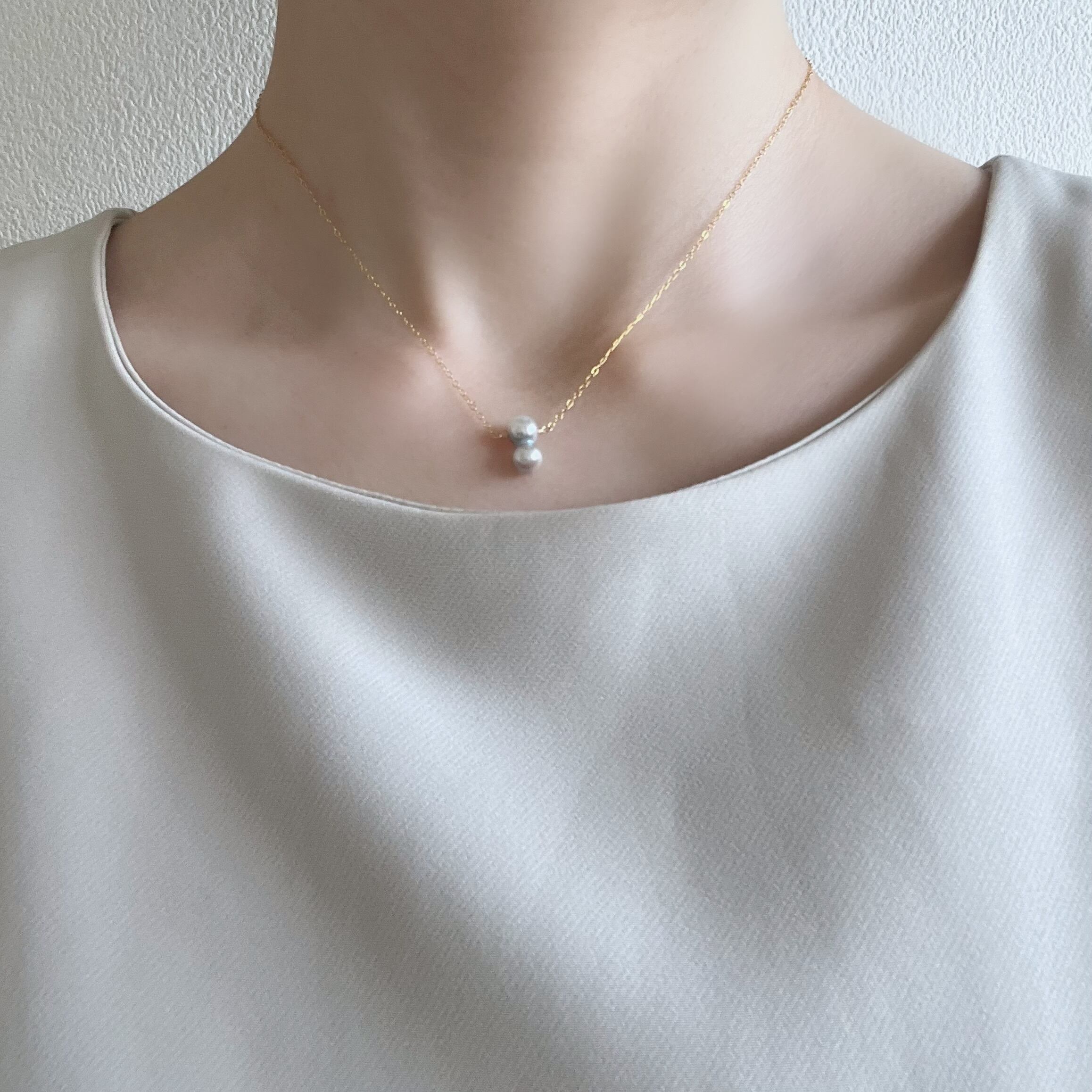 URURU】Double Akoya Pearl 14KGF Necklace / 双子あこや真珠