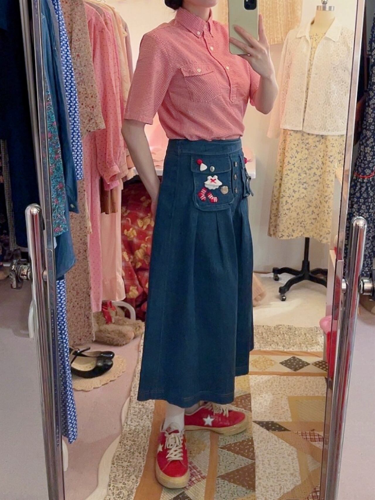 remake ✂︎ strawberry picking dwarf pocket skirt