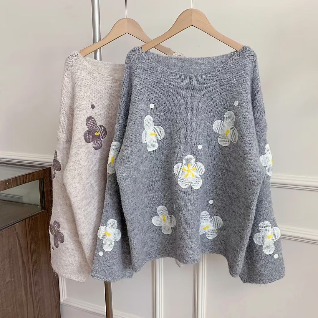 【tops】プリントニットセーター M28628