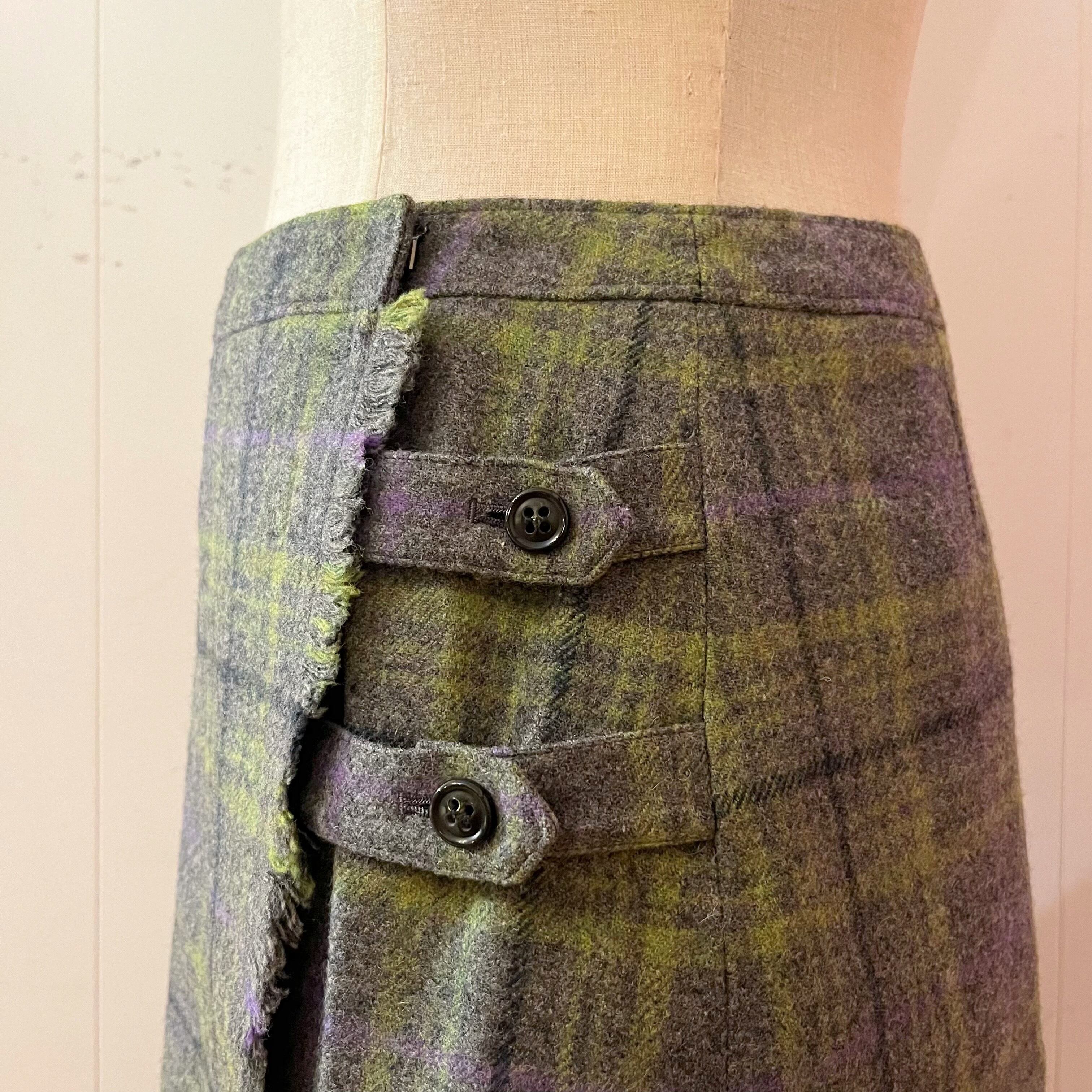 light green check wrap skirt