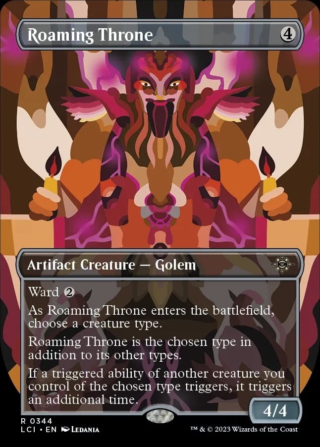 EN)(344)[ボーダーレス]【Foil】 うろつく玉座/Roaming Throne [LCI