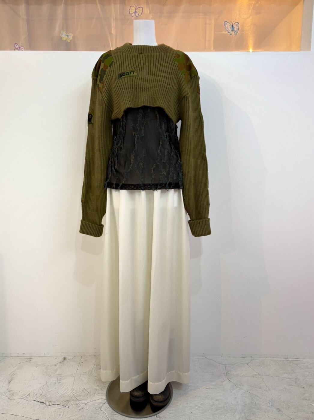 Cut off military sweater