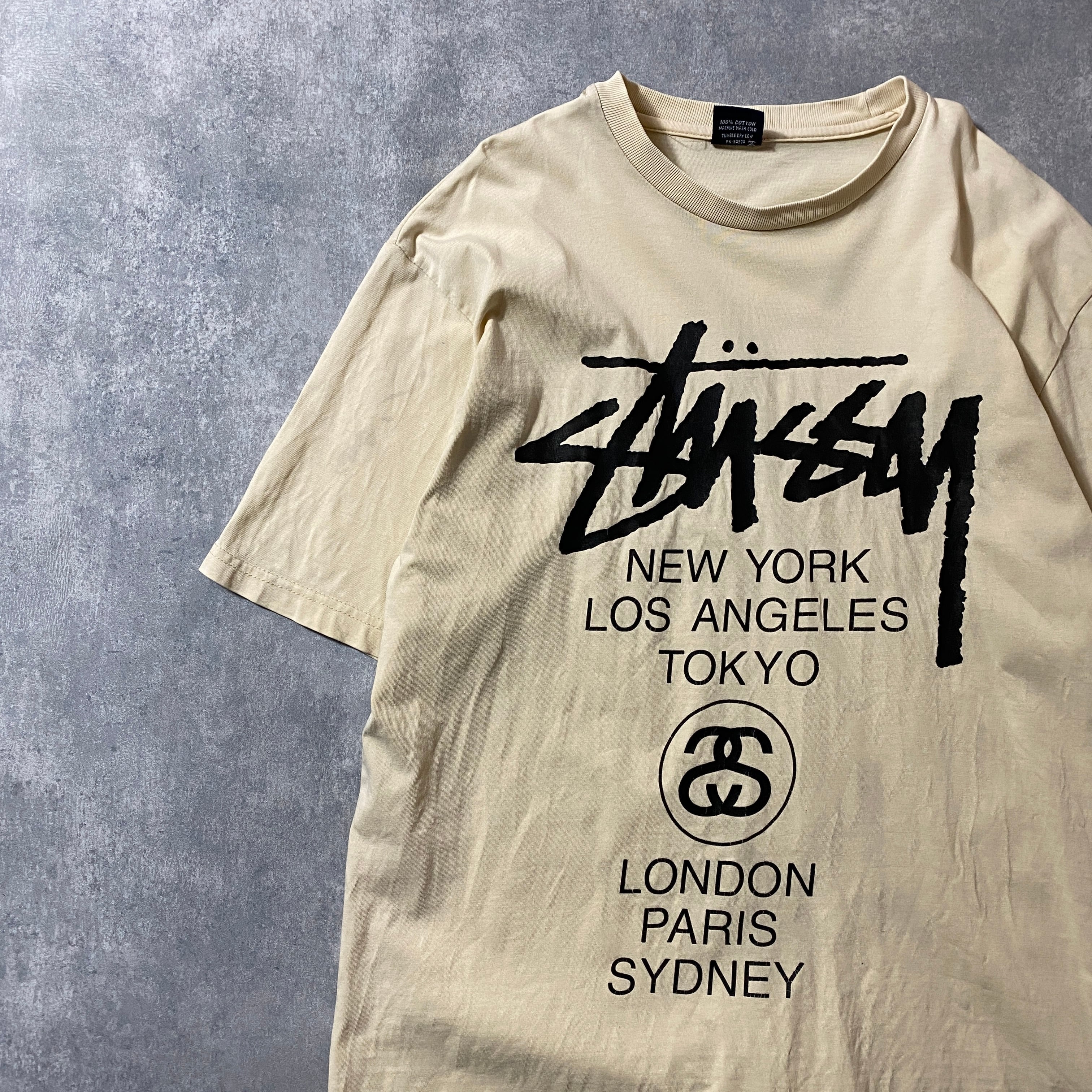 90's old stussy ステューシー ワールドツアー 両面プリント Tシャツ