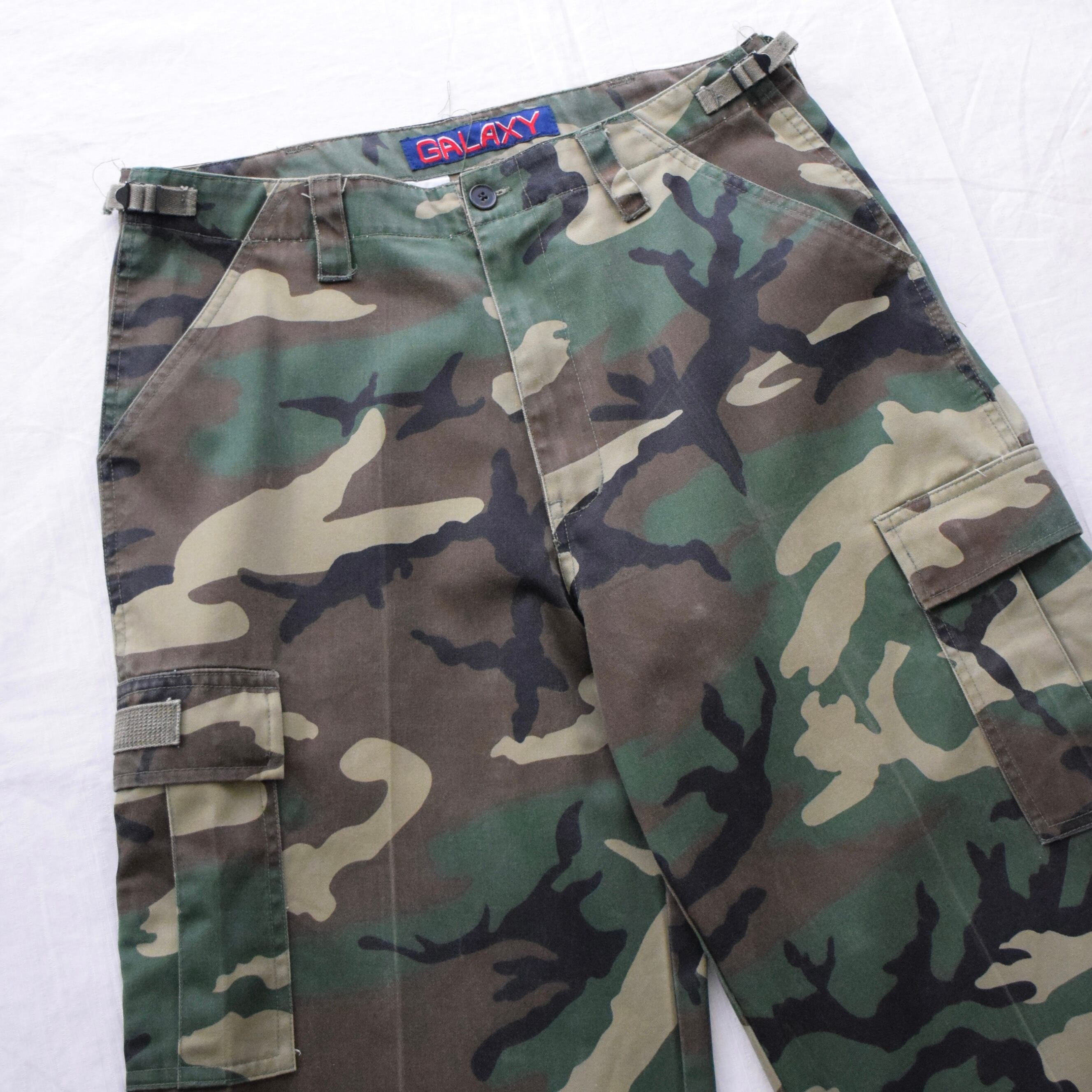 00's ウッドランドカモ 七分丈 ハーフパンツ メンズ W34 グリーン 迷彩