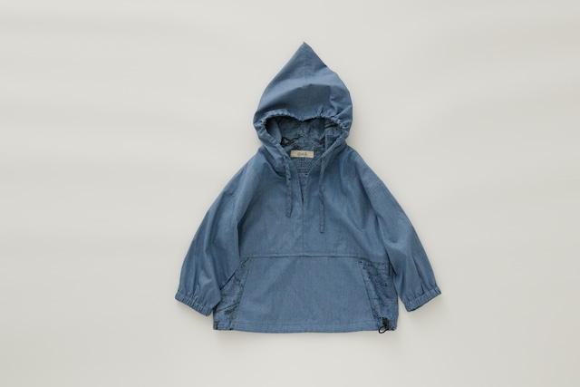 【24SS】eLfinFolk(エルフィンフォルク)Noctua Chambray Anorak (140) 　アノラックパーカー　ブルー　シャンブレー