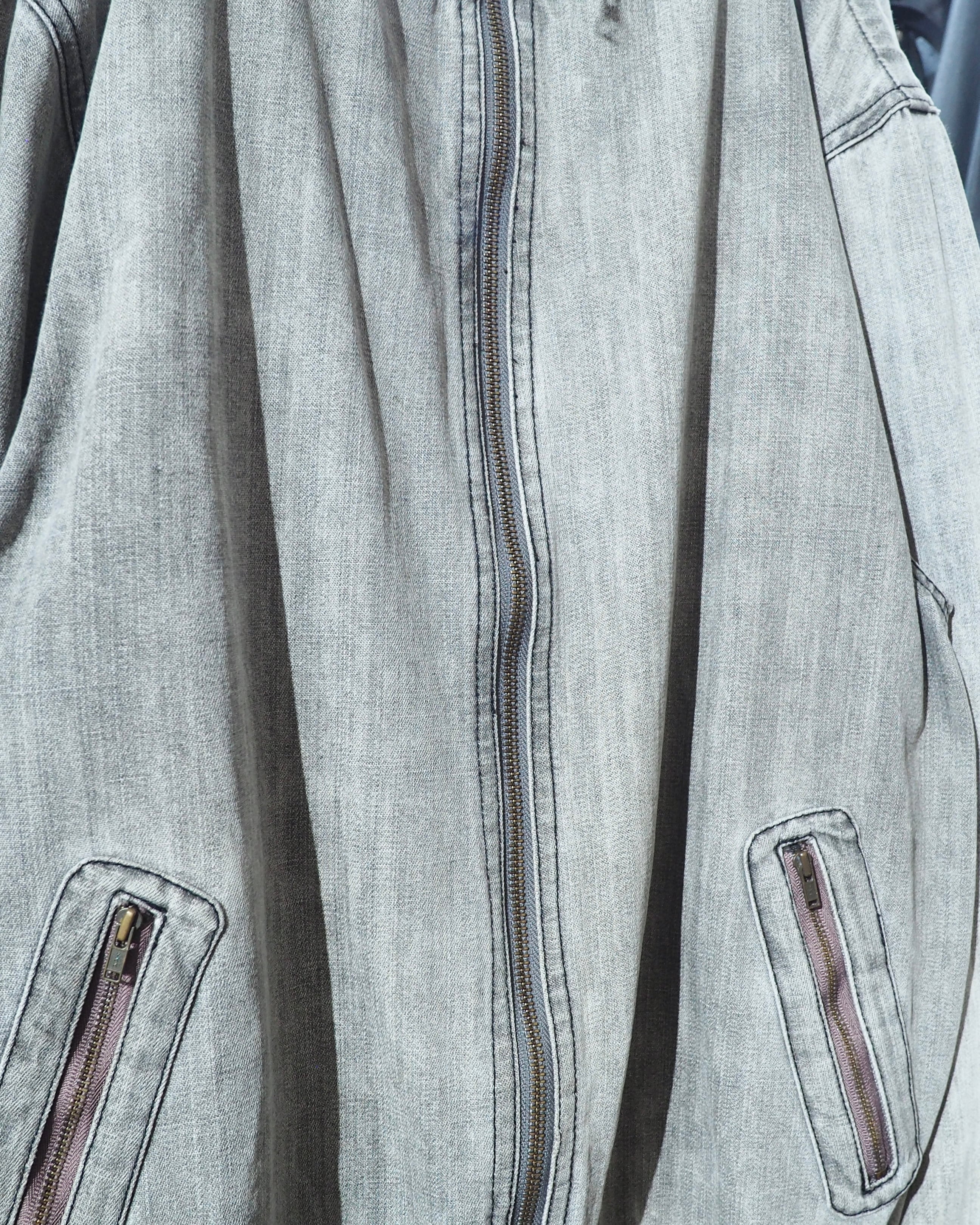 ” 退廃的 ” Good Fade Light ash Grey Color Denim Track jacket