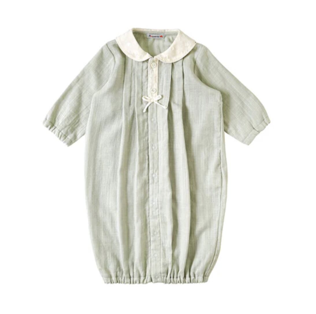 Hoppetta(ホッペッタ)/ Wガーゼ丸衿2wayドレス / ペールグリーン / 50-70cm