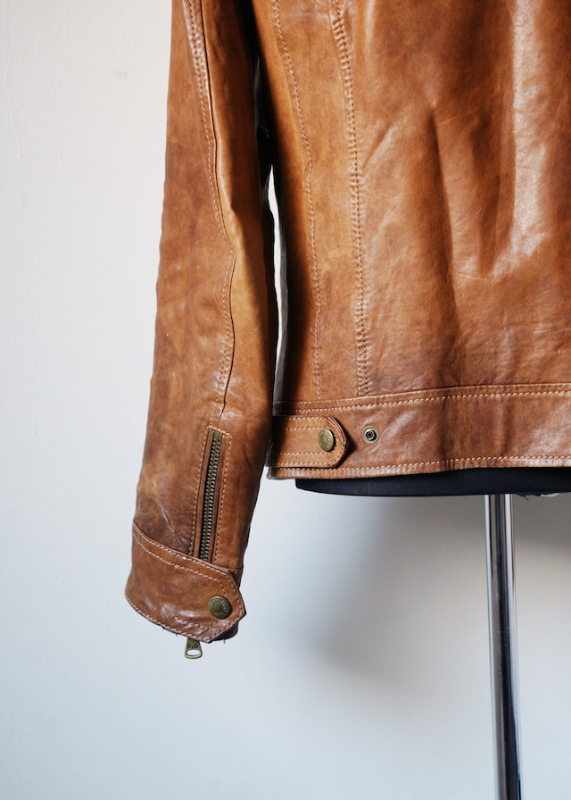 DOLCE&GABBANA lamb leather zip up jacket