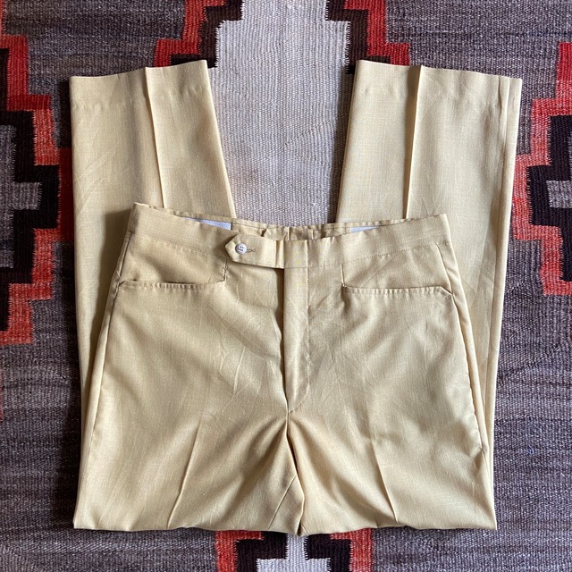 1970~80s  SANSABELT Yellow Linen Slacks W34  F875